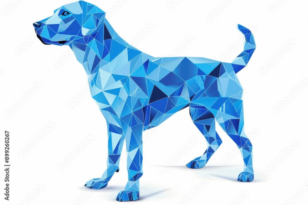 Fototapeta premium Serene geometric depiction of a blue dog in minimalist style