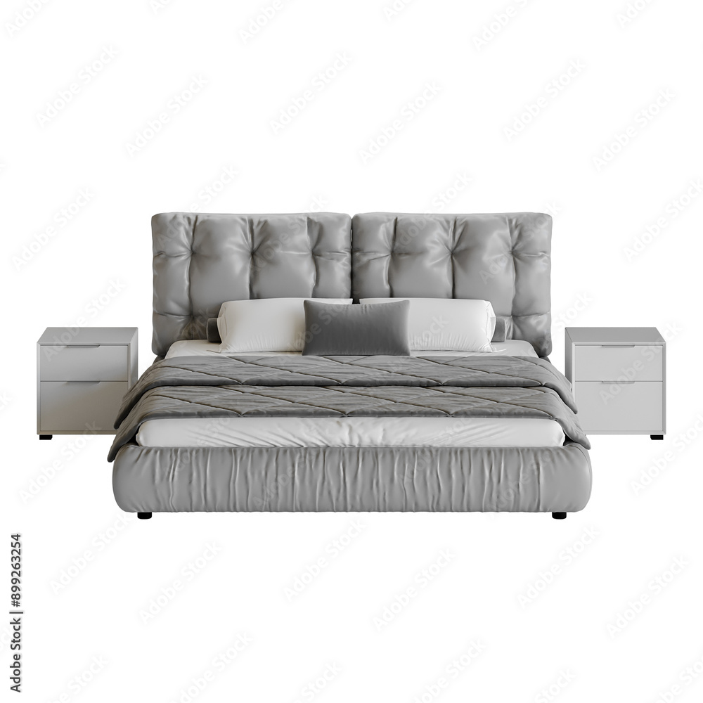 Fototapeta premium A bed, colorful design, bed, no background, different design, png, white background, isolated, abstract, 3d model.