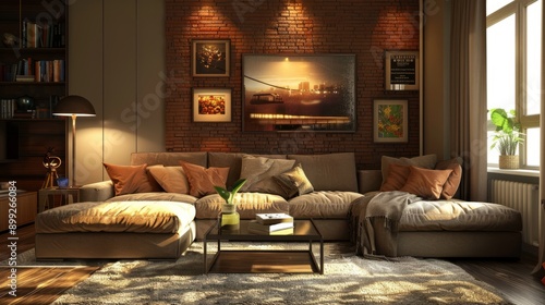 Wall art frame cozy livingroom © Otseira