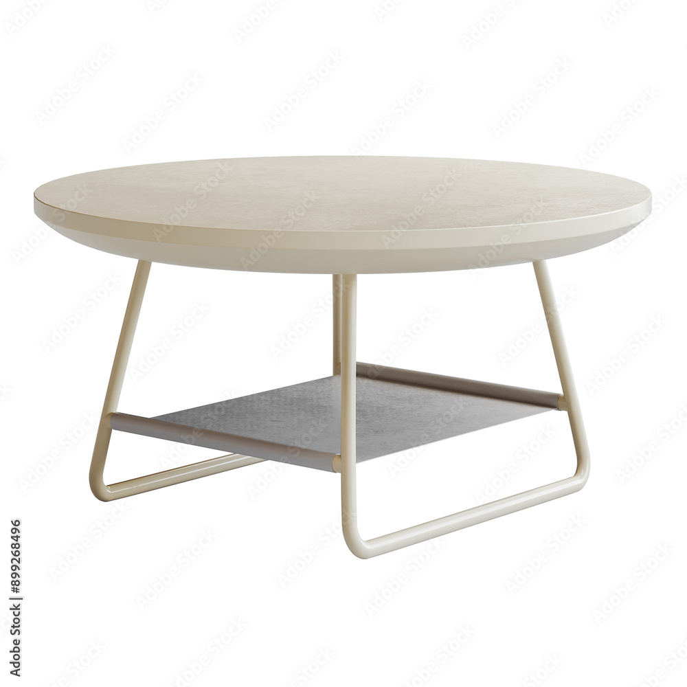 A white coffee table with a shelf underneath it A white coffee table with a shelf underneath it