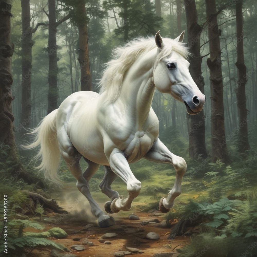 Obraz premium white horse running