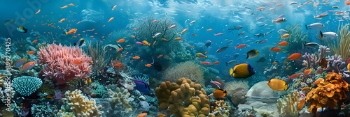 Vibrant Coral Reef Teeming with Marine Life