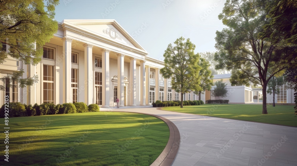 Grand Neoclassical Mansion with Formal Gardens Grand Neoclassical Mansion with Formal Gardens