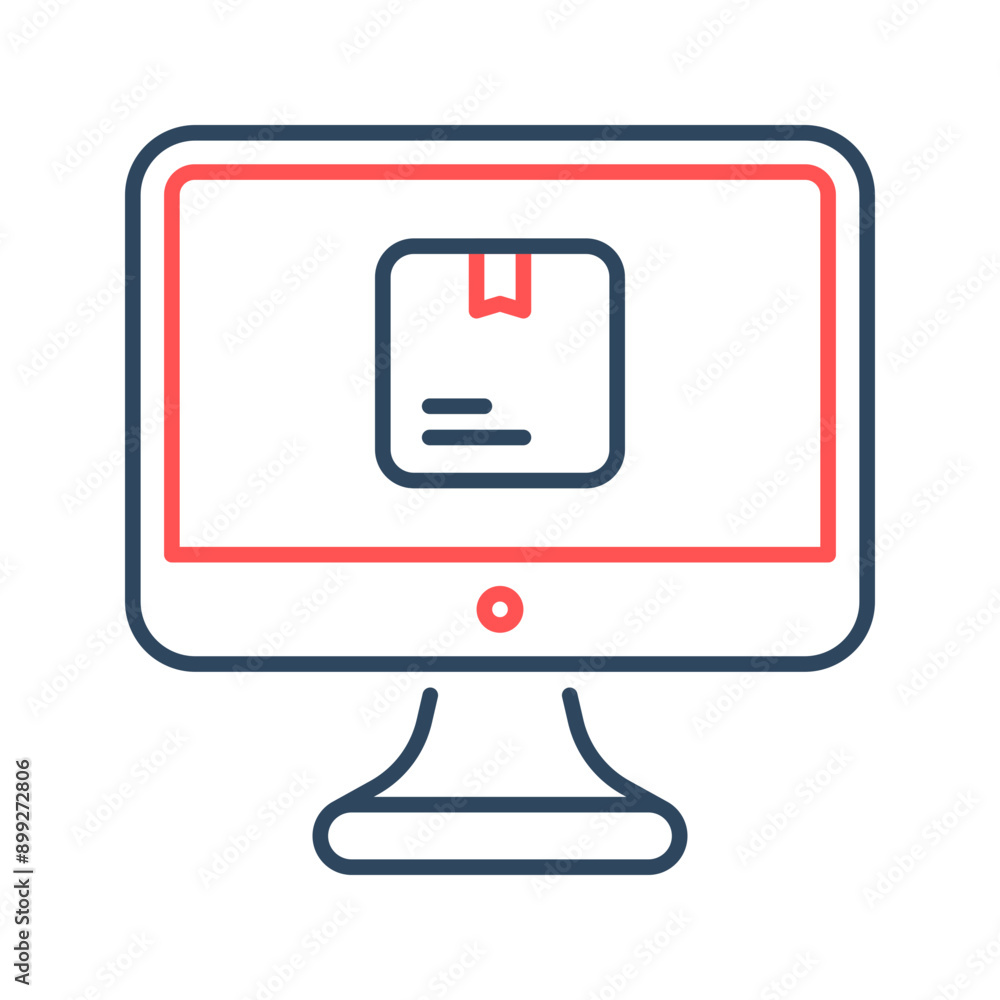Monitor icon. Monitor, Tracking, Order tracking, Computer monitor, Delivery box, Box, Point, Location, Package. Vector icon illustration Monitor icon. Monitor, Tracking, Order tracking, Computer monitor, Delivery box, Box, Point, Location, Package. Vector icon illustration