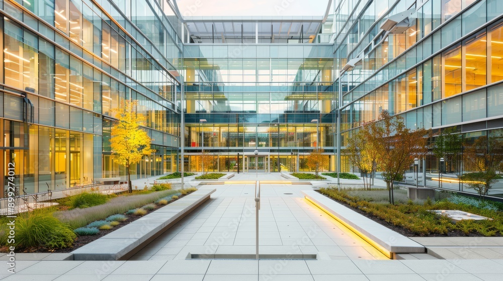 Modern Office Building Courtyard with Minimalist Design Modern Office Building Courtyard with Minimalist Design