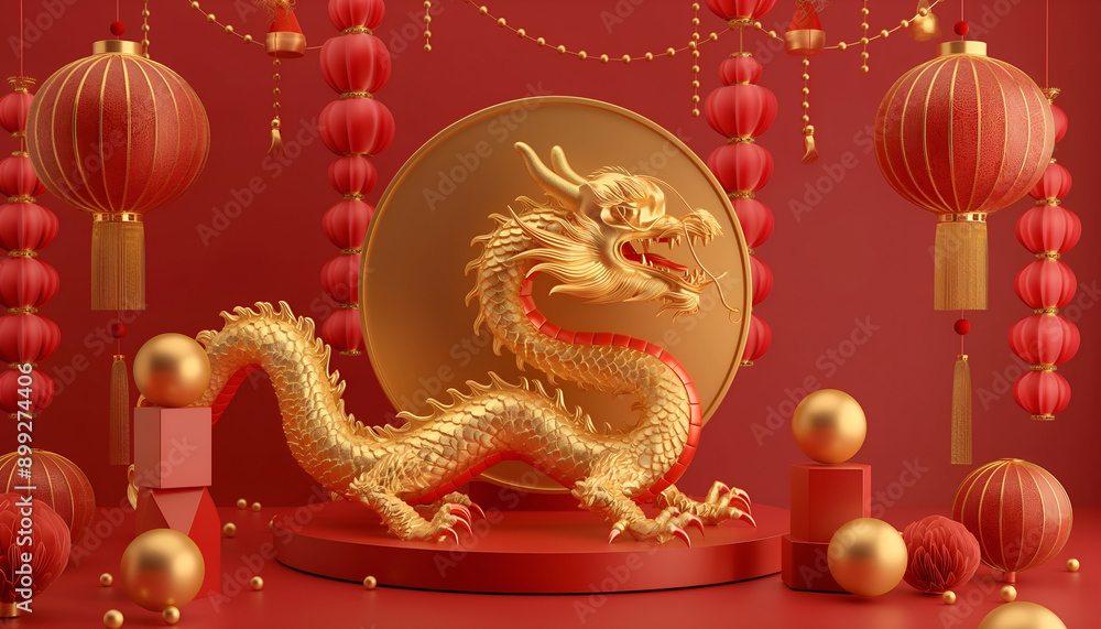 Dragon chinese lunar podium background Dragon chinese lunar podium background