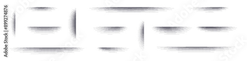 Gradient shadow with grainy noise and stipple effect. lines with dot and grit texture. Drop shadow with shaded edges. Flat vector illustration isolated on white background.