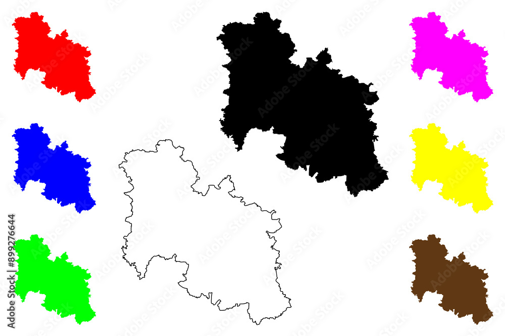 Donau-Ries district (Federal Republic of Germany, rural district Swabia, Free State of Bavaria) map vector illustration, scribble sketch Donau Ries map Donau-Ries district (Federal Republic of Germany, rural district Swabia, Free State of Bavaria) map vector illustration, scribble sketch Donau Ries map
