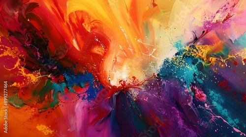 Vibrant and Expressive Abstract Painting with Fluid Brushstrokes Dynamic Shapes and Dreamlike Textures Inspired by Fauvism and Expressionism