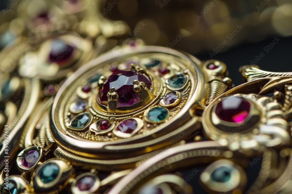 Obraz premium Close-Up of a Gold and Gemstone Jewelry Piece