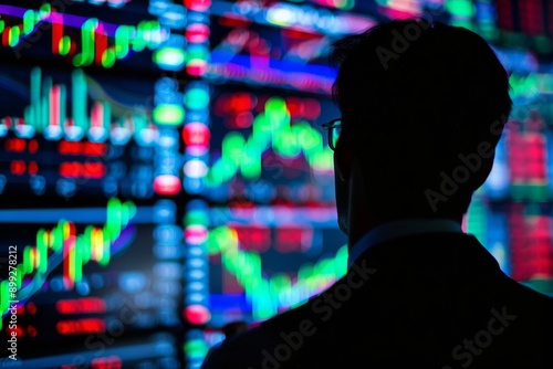 Silhouette of a Trader Watching Stock Market Data