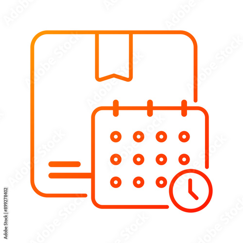Delivery Schedule icon. On time, Delivery time, Package, Delivery, Calendar, Pick up, Packing, Schedule, Time and date