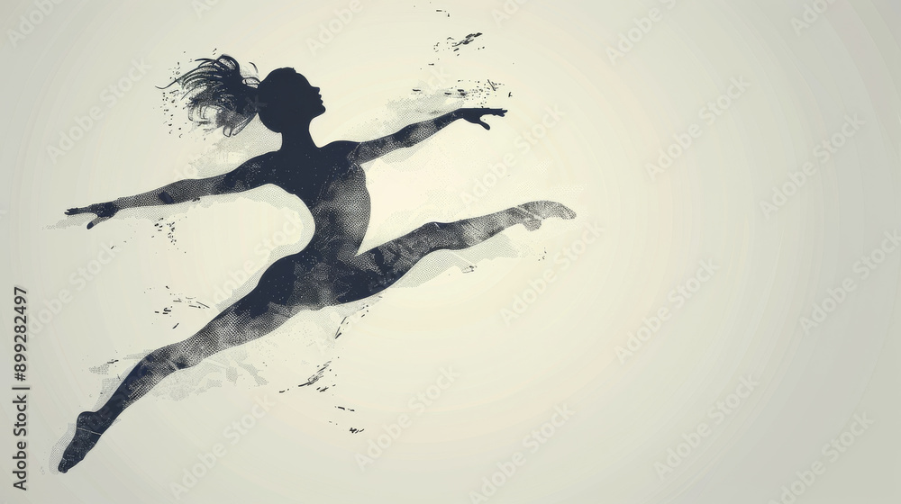 Naklejka premium A woman is leaping into the air with her arms outstretched