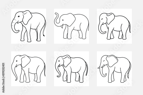 Imaginative Elephant Coloring Book Illustrations for Kids
 photo