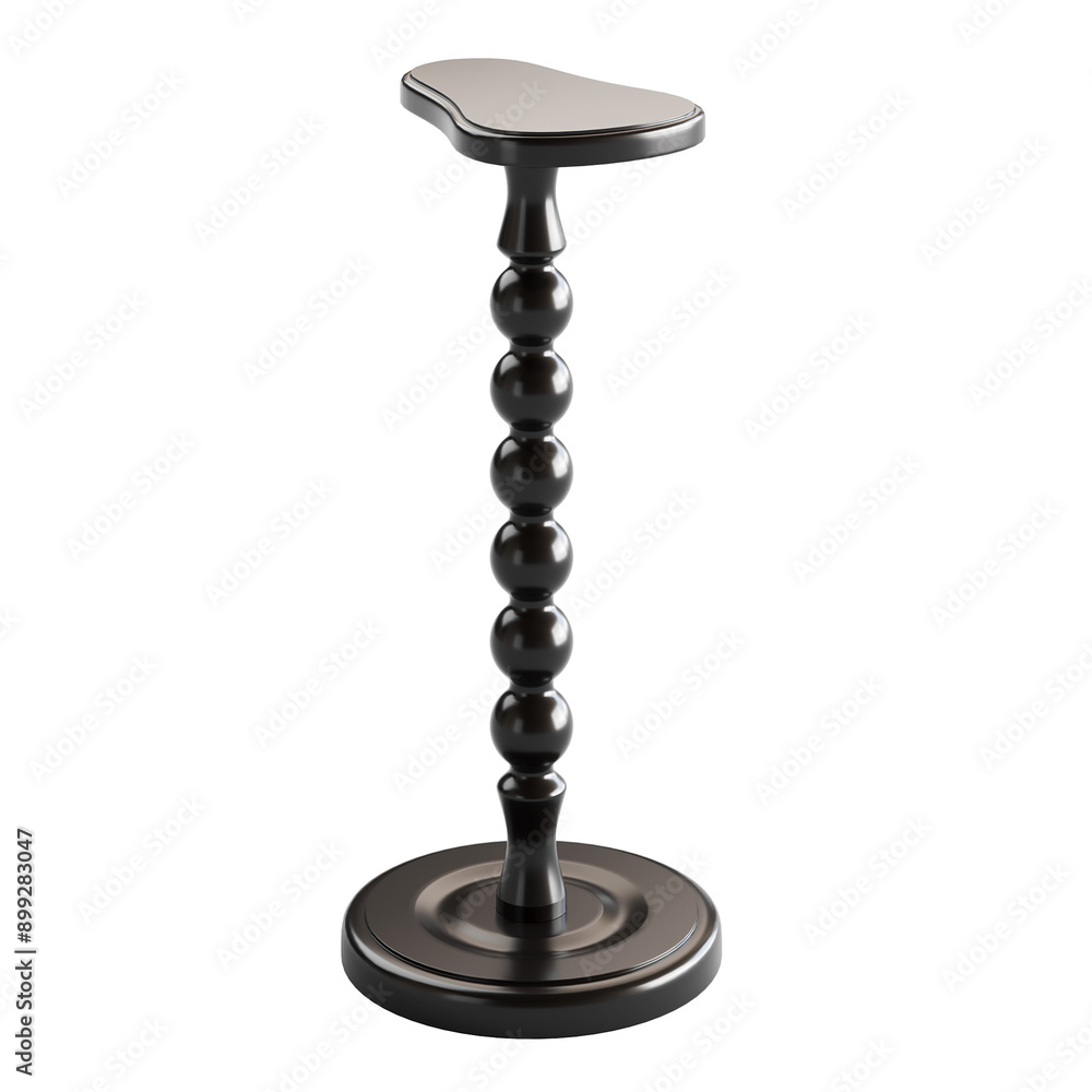 A black wooden stool with a round base and a black top A black wooden stool with a round base and a black top