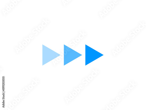 三連矢印三角素材：青B