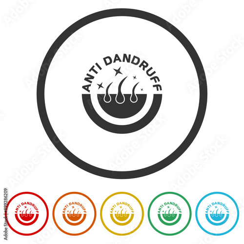 Anti dandruff icon. Set icons in color circle buttons