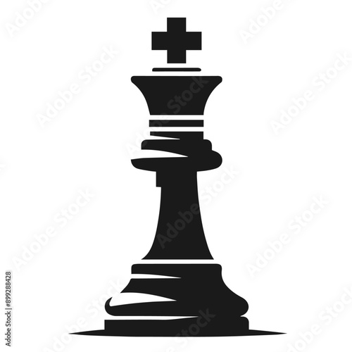 Clean black and white vector silhouette of a Chess king isolated on white background