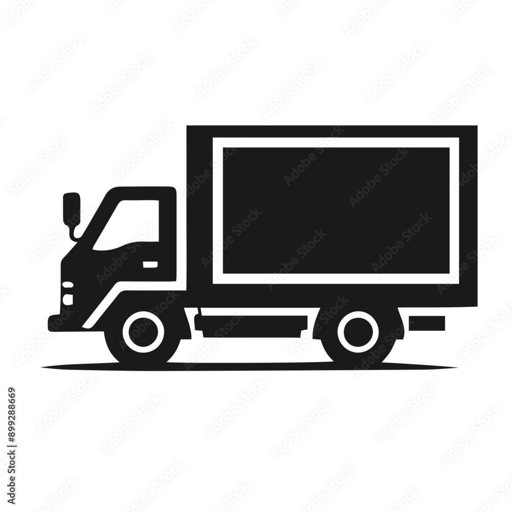 Clean black and white vector silhouette of a Delivery Truck isolated on white background Clean black and white vector silhouette of a Delivery Truck isolated on white background