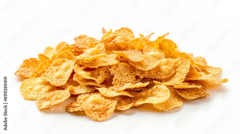 Cornflakes with peanut butter on solid white background, single object Cornflakes with peanut butter on solid white background, single object