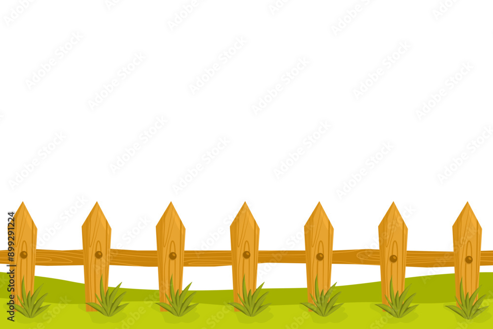 Obraz premium wooden fence on the green meadow