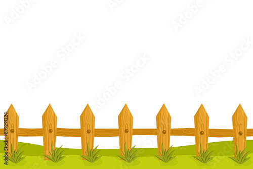 wooden fence on the green meadow