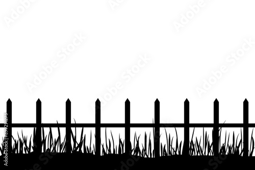 fence on the meadow silhouette