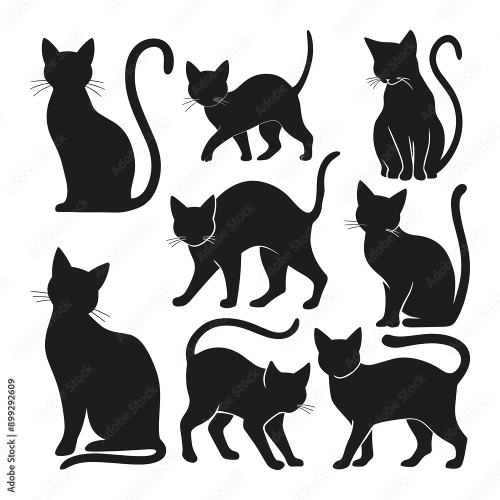 A set of Halloween cat silhouette vector A set of Halloween cat silhouette vector