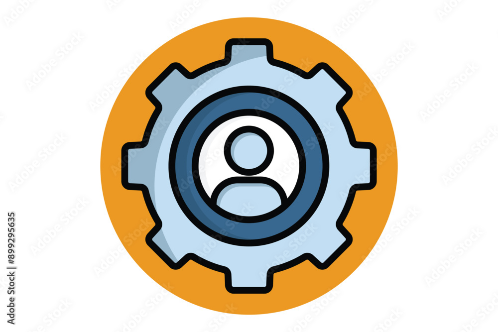 Human resource icon. people in gear. icon related to manage. colored outline icon style. business elements vector illustration Human resource icon. people in gear. icon related to manage. colored outline icon style. business elements vector illustration