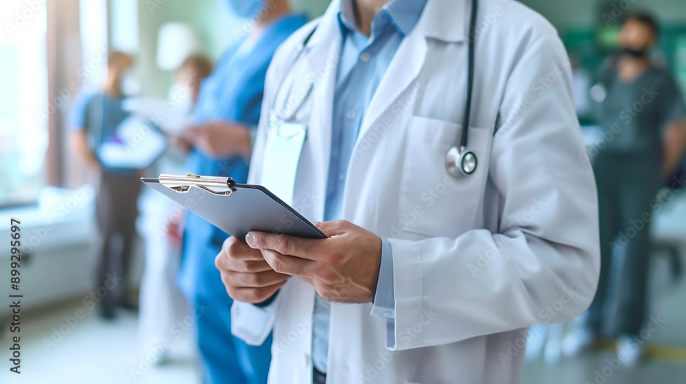 a doctor wearing a medical coat in hospital a doctor wearing a medical coat in hospital