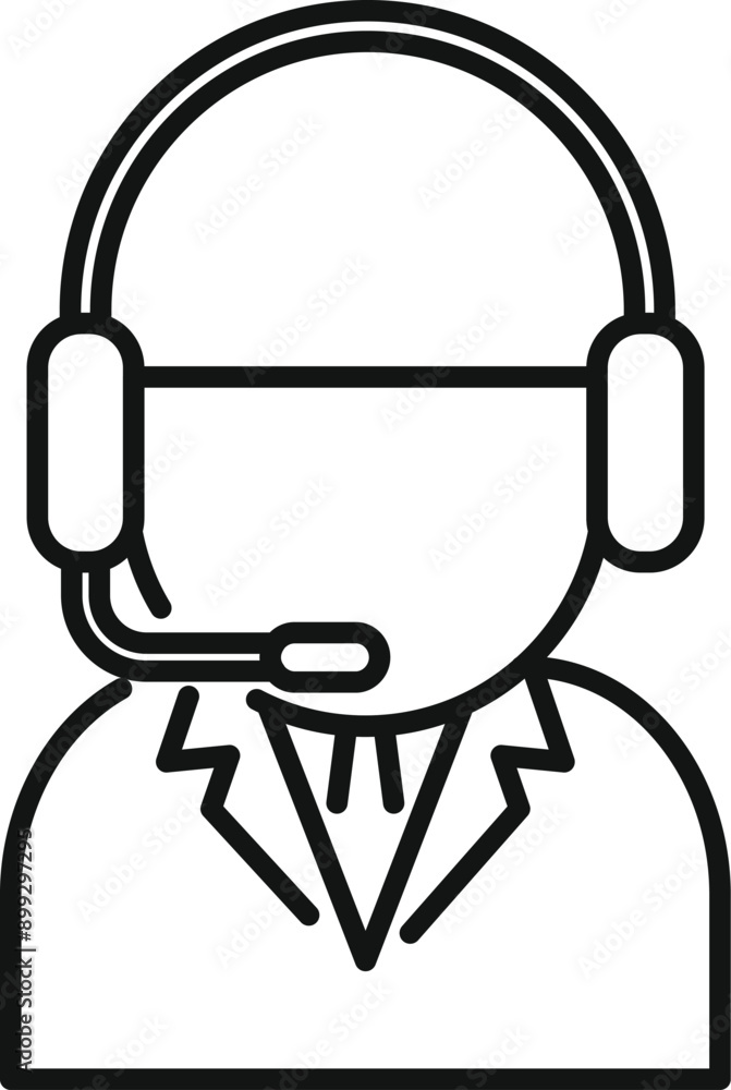 Male call center operator wearing a headset is talking to a customer Male call center operator wearing a headset is talking to a customer