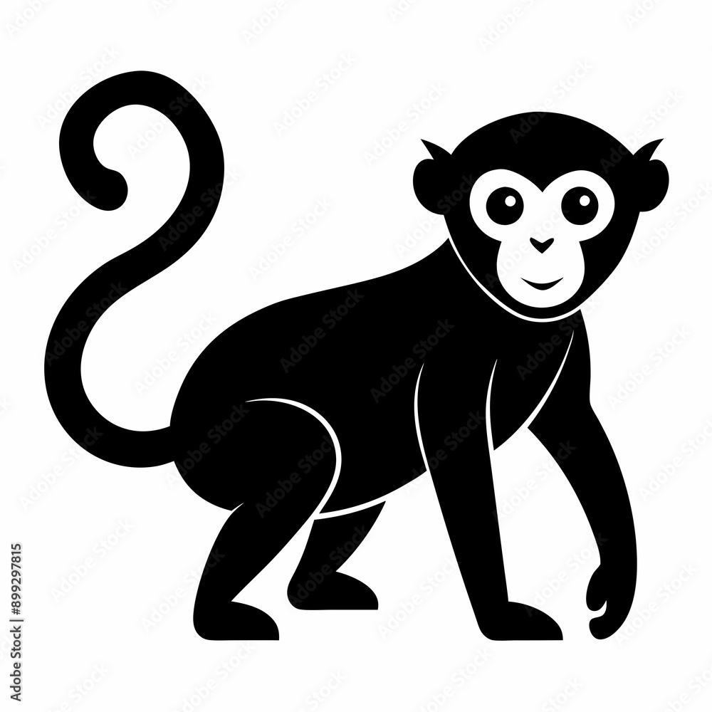Fototapeta premium Monkey silhouettes on white background.