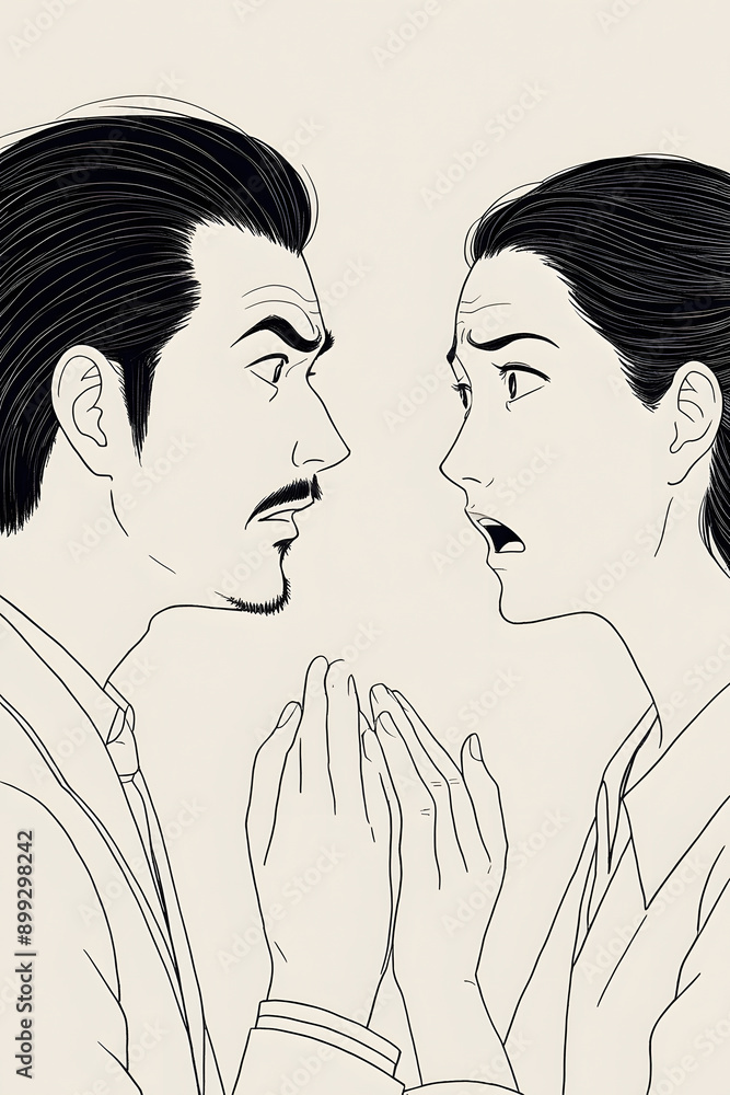 a drawing of a couple talking a drawing of a couple talking