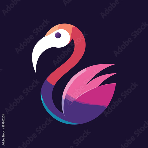 Summer background with flamingo and lettering for your design. Flamingo Women Girl Power Icons Vector Background. Square Button with Flamingo. Ai generate 