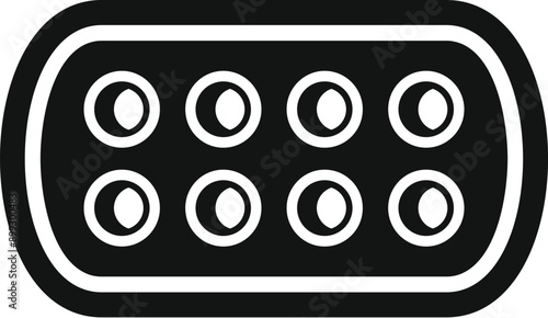 Black icon of a serial port connector enabling data transmission between computer peripherals