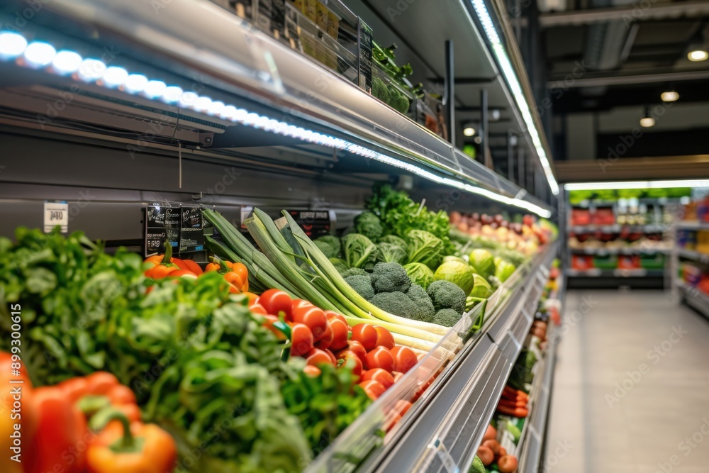 Fresh Vegetables in Supermarket Produce Aisle Fresh Vegetables in Supermarket Produce Aisle