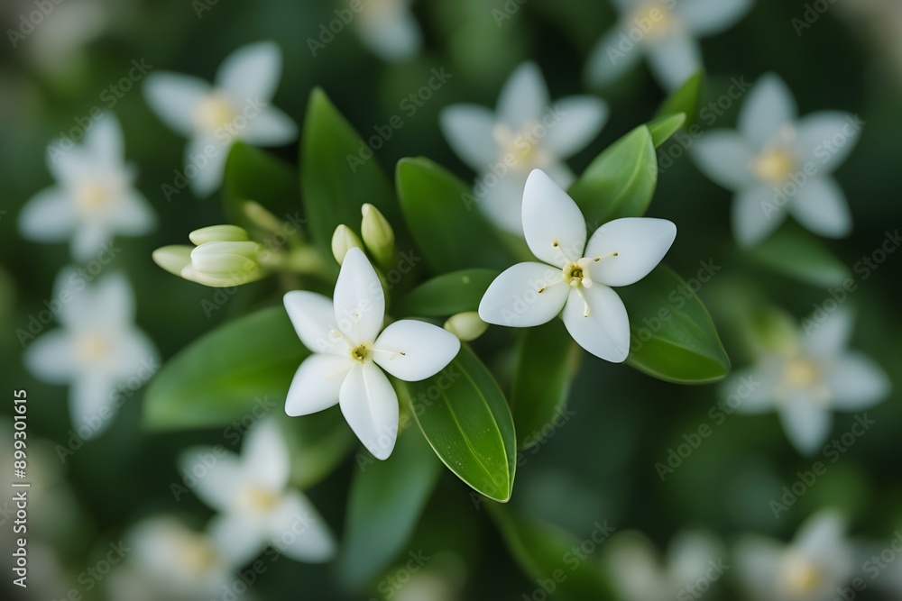 Star jasmine flower bokeh background, Ai Generated Star jasmine flower bokeh background, Ai Generated