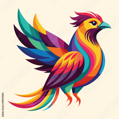 bird colibri hummingbird geometric shattered fractal fraction vibrant colorful logo vector icon template. Ai generate