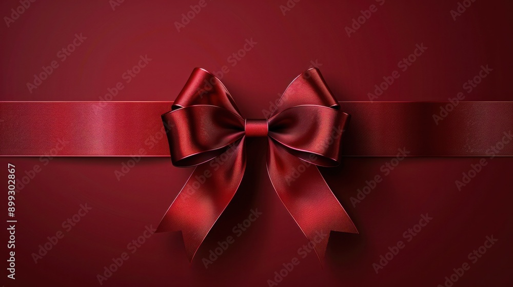 Graceful Red Satin Ribbon and Bow - Vector Illustration Graceful Red Satin Ribbon and Bow - Vector Illustration