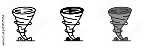 The Tornado icon represents a rapidly rotating column of air extending from a storm to the ground. It symbolizes destructive force and extreme weather conditions.