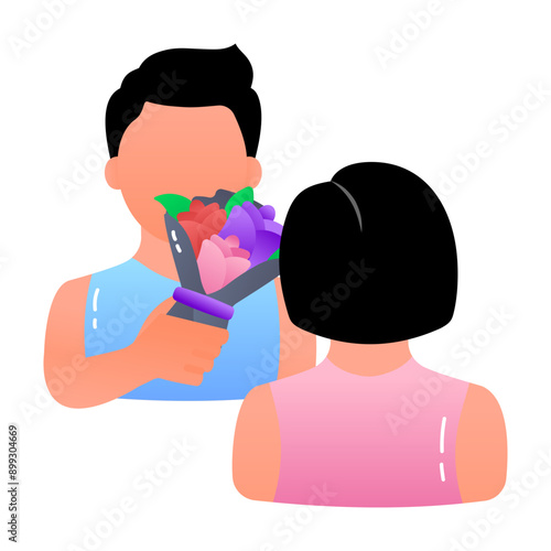 An icon of propose flowers in flat style 