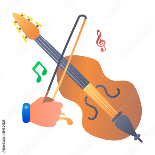 An icon of violin music in flat style  