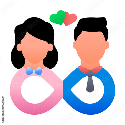 A flat icon of forever together couple 