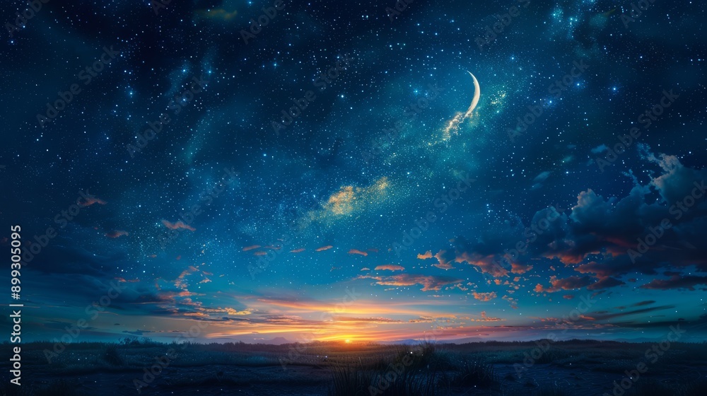 Fototapeta premium night,sky,moon and more star,view,travel --ar 16:9 --stylize 750 Job ID: 51156aef-72fc-4bbf-a4b7-bc11d154101c