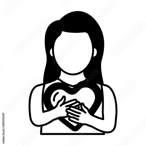 A glyph icon showing girl in love 