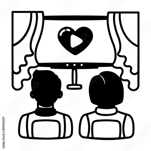 A glyph icon of movie date 