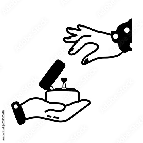 A glyph style icon of marriage proposal 