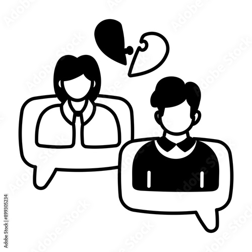 Breakup messages icon designed in glyph style 