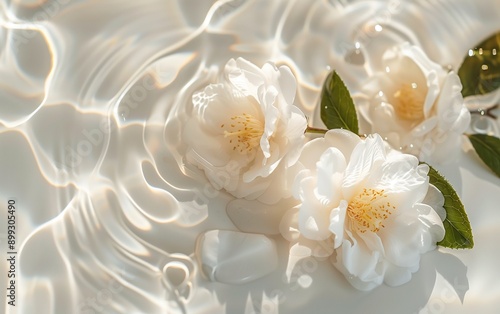 Pure water and camellia,created with Generative AI tecnology.