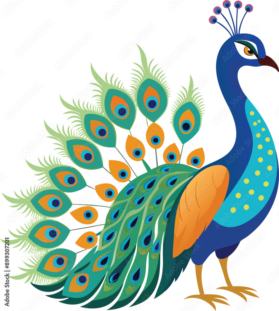 Fototapeta premium A Vector Drawing of A Beautiful peacock 